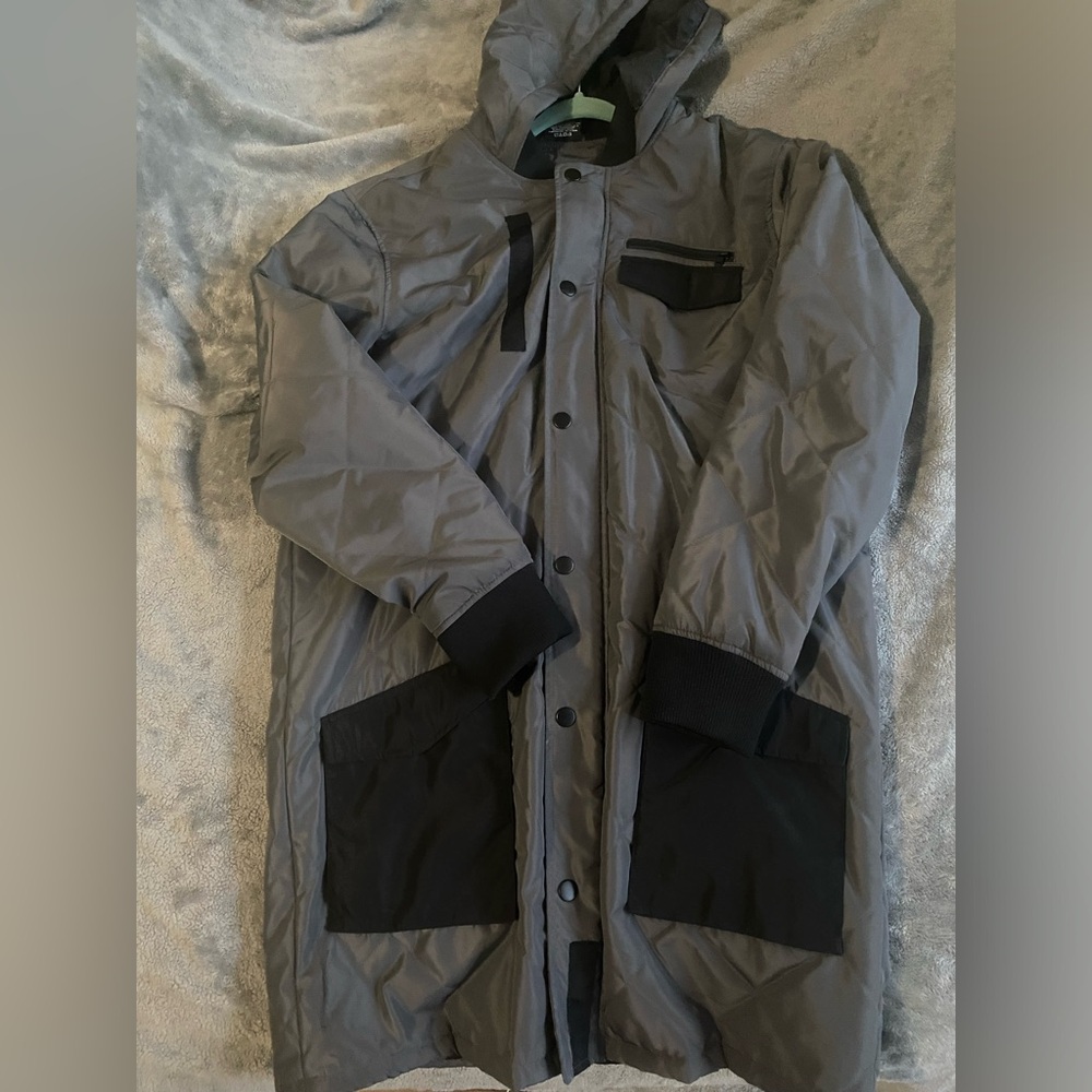 A hooded very stylish trench type coat. Worn 1x smoke&pet free home